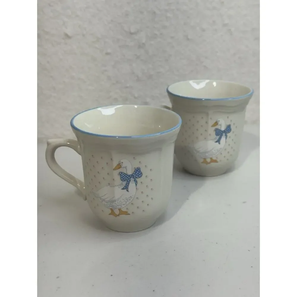 Brick Oven Stoneware Aunt Rhody Goose Tea Mug 80’s VTG Blue Ribbon Country Geese